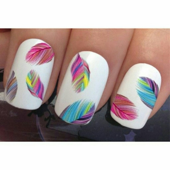🚨LAST ONE🚨 💐4/$16💐 Rainbow Feather Nail Decals - Picture 2 of 3